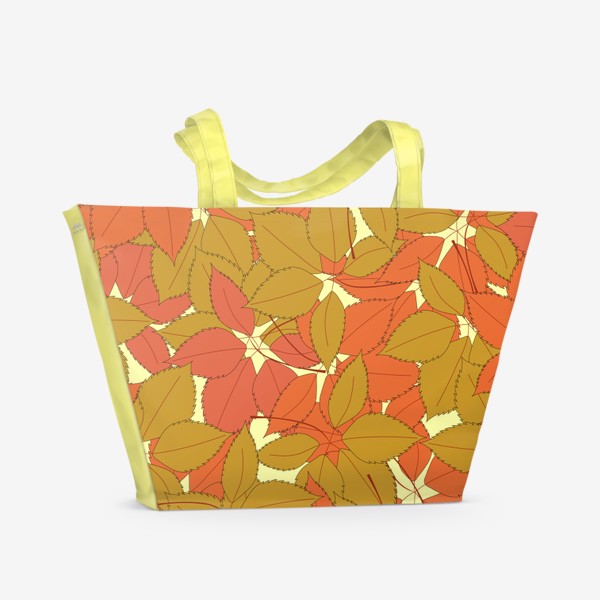 Пляжная сумка &laquo;оранжевая и красная осенняя листва дикого винограда&raquo;