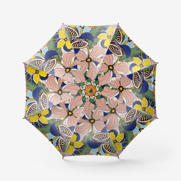 Зонт «Цветочная абстракция с какао бобами»