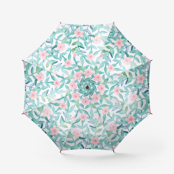 Зонт «Акварельные цветы и листья»