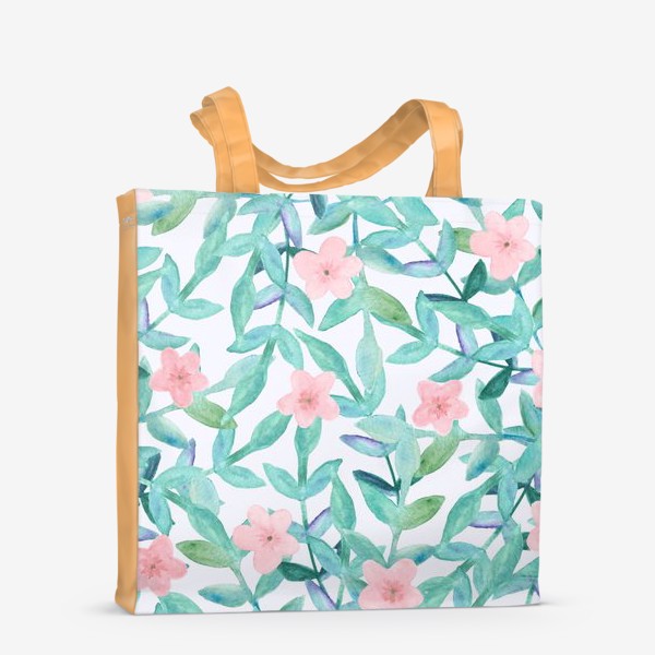 Сумка-шоппер «Акварельные цветы и листья»