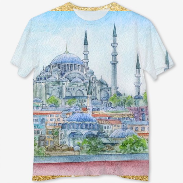 Футболка с полной запечаткой «Турция, город Стамбул, Мечеть Сулеймание , ислам»