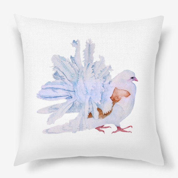 Подушка «Акварель птица Белый голубь»