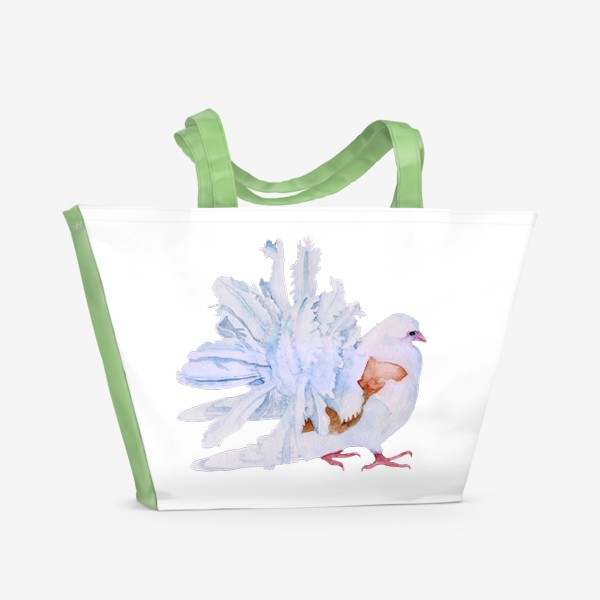 Пляжная сумка «Акварель птица Белый голубь»
