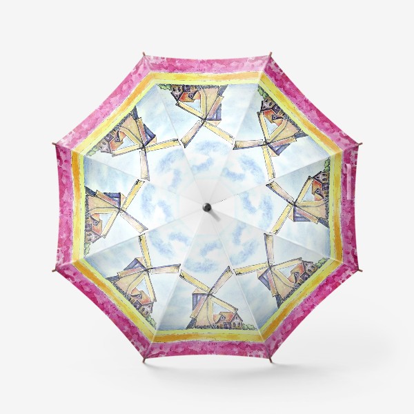 Зонт «Мельница на поле тюльпанов. »