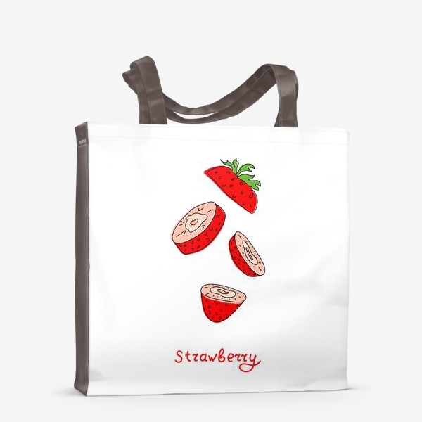 Сумка-шоппер «Клубника. Красные ягоды нарисованы в ручную. Скетч. »