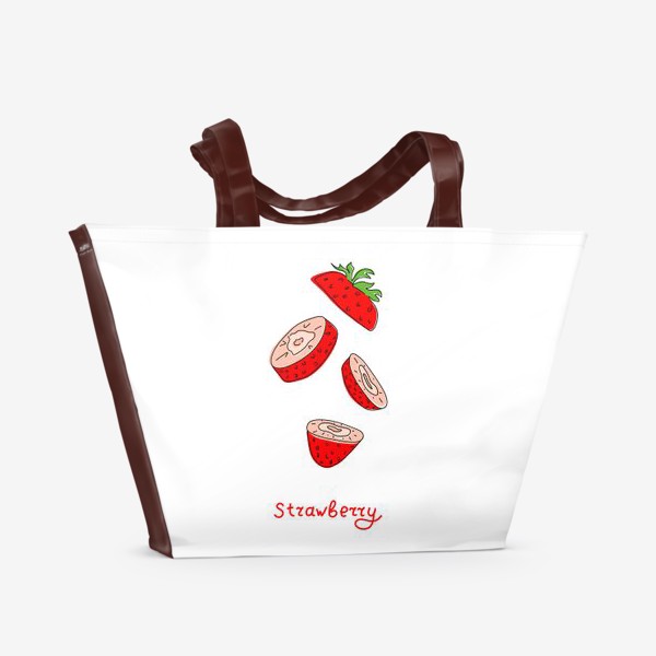Пляжная сумка &laquo;Клубника. Красные ягоды нарисованы в ручную. Скетч. &raquo;