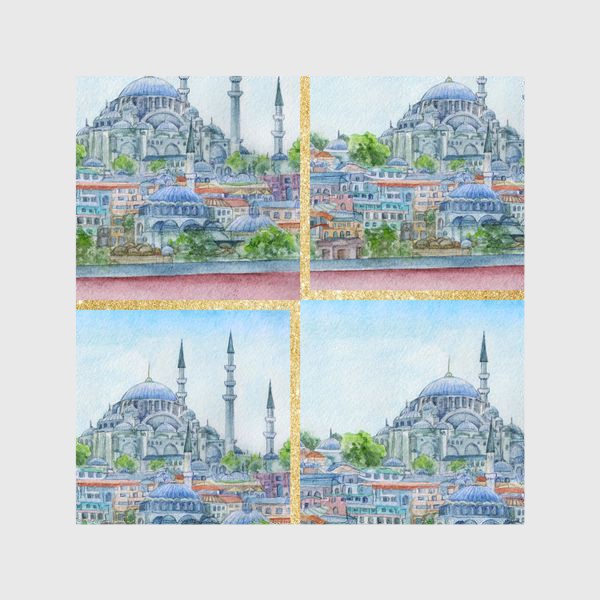Шторы «паттерн Турция, город Стамбул, мечеть Сулеймание, ислам»