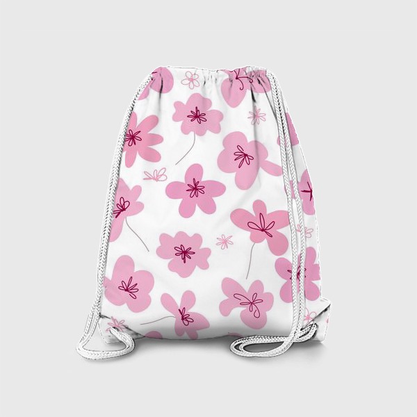 Рюкзак &laquo;Цветочный графический дизайн. Рисованный бесшовный узор розовых цветов&raquo;