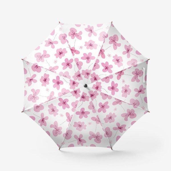 Зонт «Цветочный графический дизайн. Рисованный бесшовный узор розовых цветов»