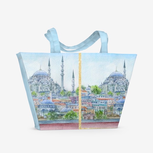 Пляжная сумка &laquo;паттерн Турция, город Стамбул, мечеть Сулеймание, ислам&raquo;