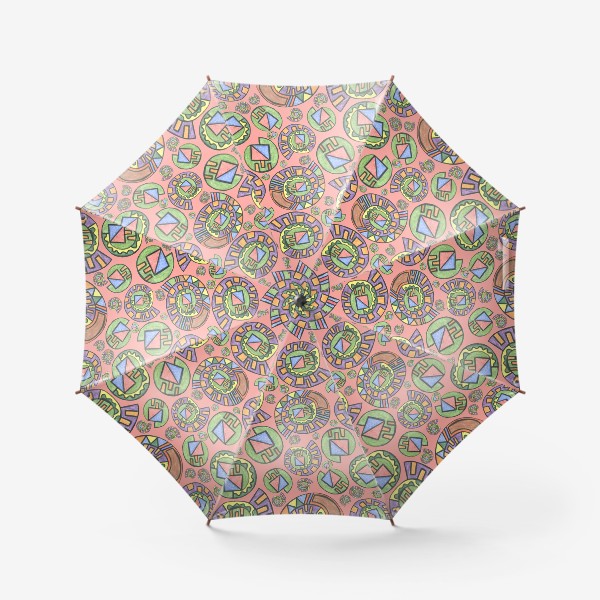Зонт «Абстракция розовая разноцветная, цветная графика. Круги. »