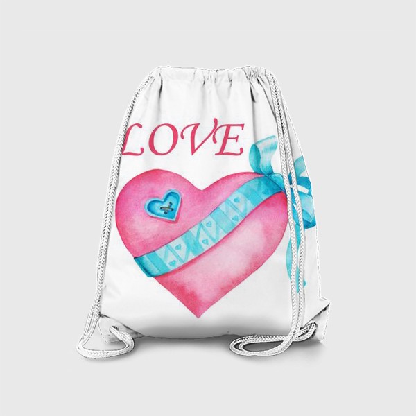 Рюкзак «Акварель Розовое сердце, любовь, день влюбленных, символ»