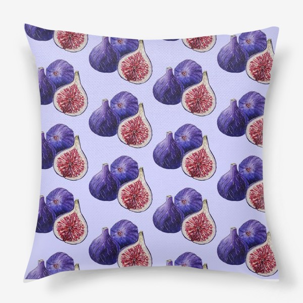 Подушка «Три инжира. паттерн на фиолетовом фоне»