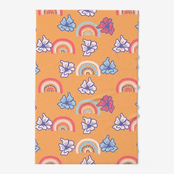 Полотенце «Радуги и цветы, оранжевый»