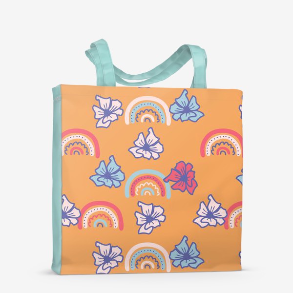 Сумка-шоппер «Радуги и цветы, оранжевый»