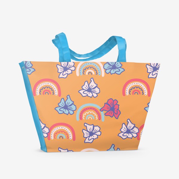 Пляжная сумка &laquo;Радуги и цветы, оранжевый&raquo;