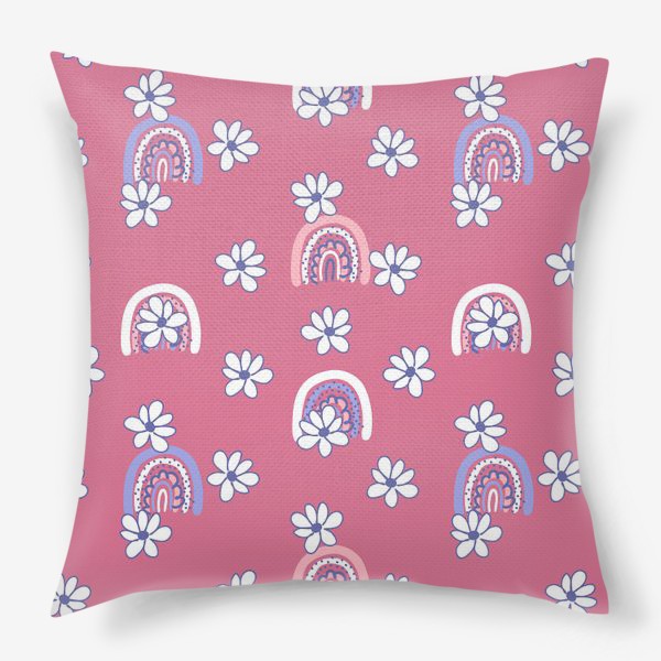 Подушка «Радуги и цветы, розовый»