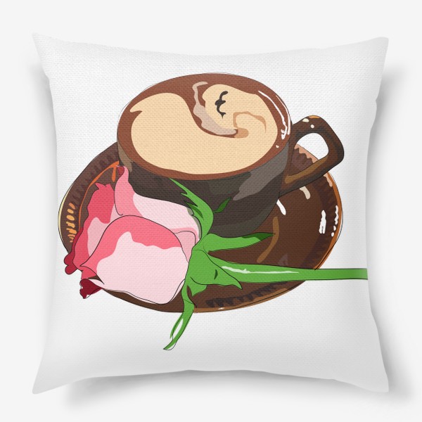 Подушка «Кофе с розой»