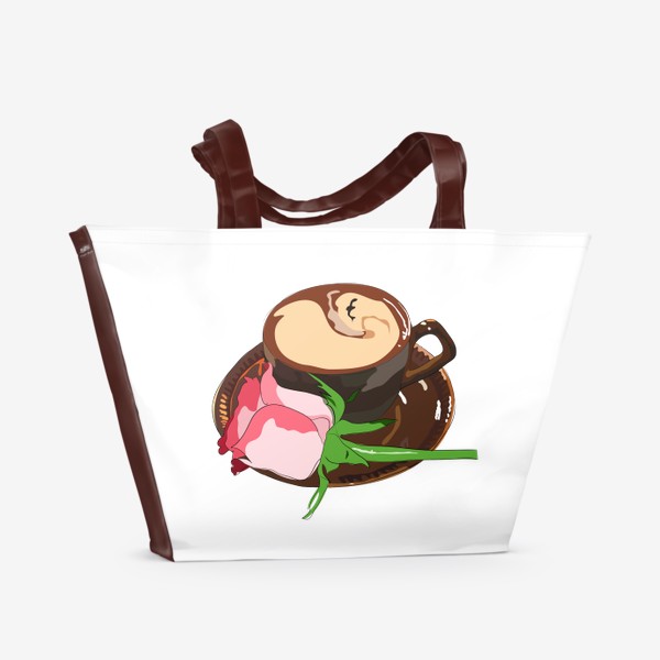 Пляжная сумка «Кофе с розой»