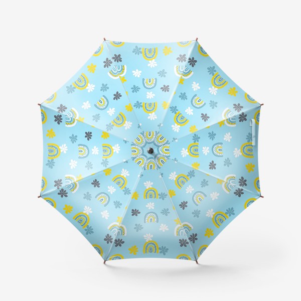 Зонт &laquo;Радуги и цветы, голубой&raquo;