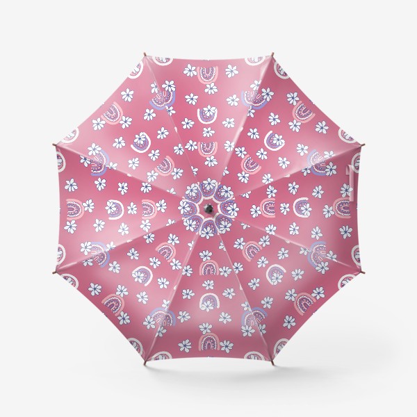 Зонт &laquo;Радуги и цветы, розовый&raquo;