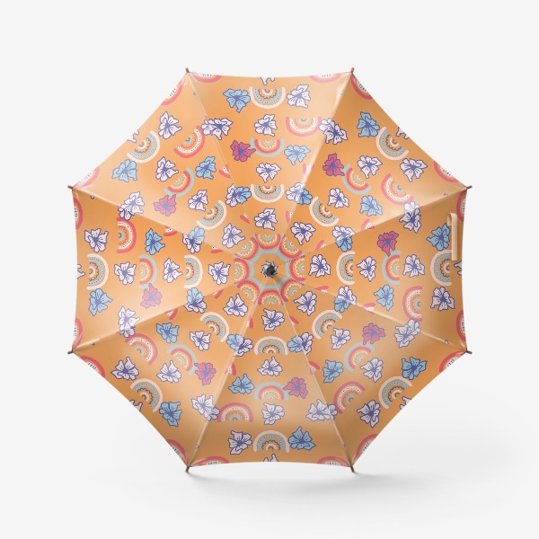 Зонт «Радуги и цветы, оранжевый»