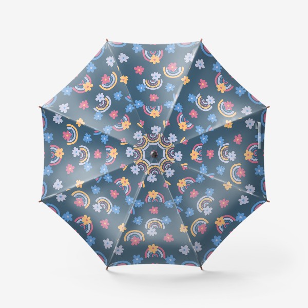 Зонт &laquo;Радуги и цветы, синий&raquo;