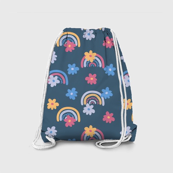 Рюкзак «Радуги и цветы, синий»