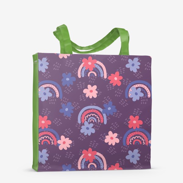 Сумка-шоппер «Радуги, цветы и капельки»