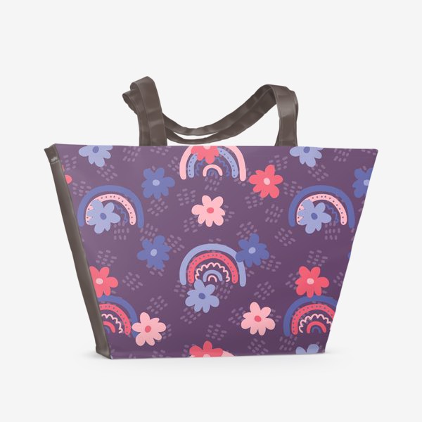 Пляжная сумка «Радуги, цветы и капельки»