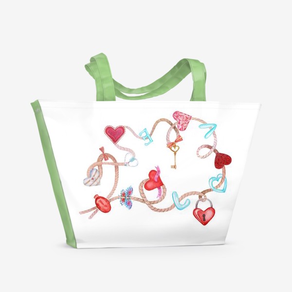 Пляжная сумка «Акварель Браслет Любовь»