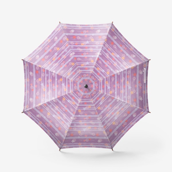 Зонт &laquo;Сиреневый полосатый узор со звездочками и блестками&raquo;