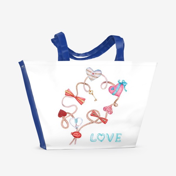 Пляжная сумка «Браслет Любовь Акварельная иллюстрация»