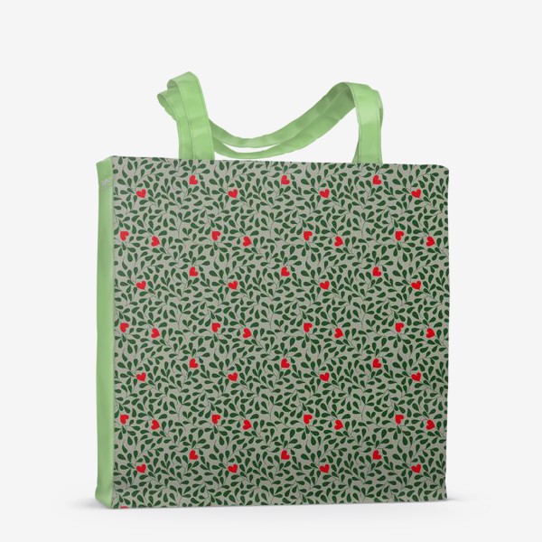 Сумка-шоппер «Зеленые веточки с сердечками»