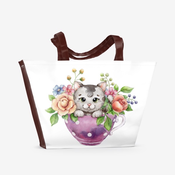 Пляжная сумка «Серия "чайные истории" котёнок»