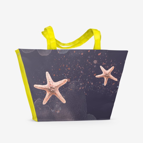 Пляжная сумка «Морские звезды. Акварель, паттерн.»
