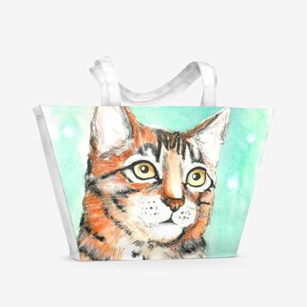 Пляжная сумка «Акварельный кот»