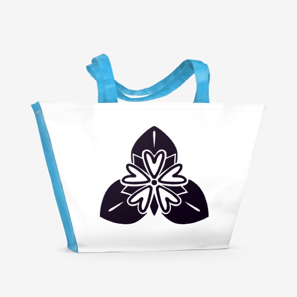 Пляжная сумка «Японский цветочный герб на каждый день. 7 января, цветок - звездчатка (stellaria)»
