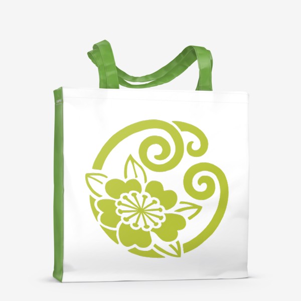 Сумка-шоппер «Японский цветочный герб на каждый день. 8 января, цветок - камелия китайская (camelia sinensis)»