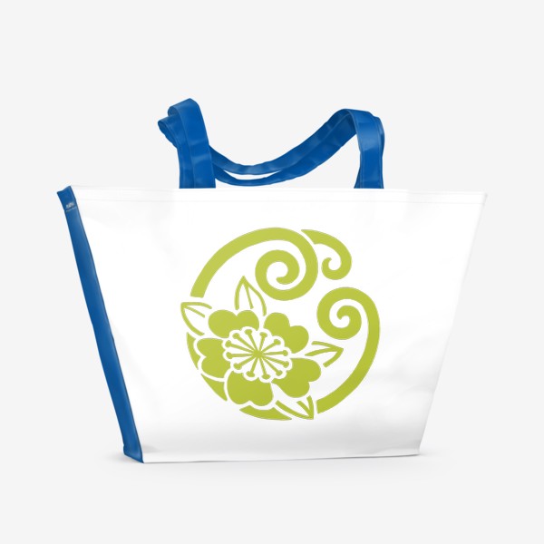Пляжная сумка &laquo;Японский цветочный герб на каждый день. 8 января, цветок - камелия китайская (camelia sinensis)&raquo;