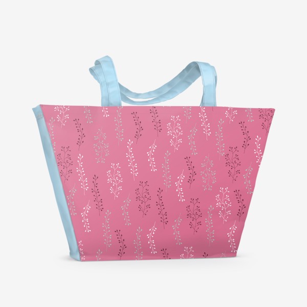 Пляжная сумка «Веточки на розовом фоне»