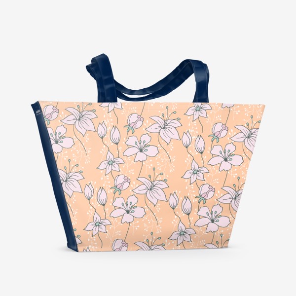 Пляжная сумка «Нежные цветы на желтом фоне»
