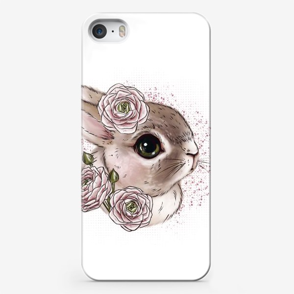 Чехол iPhone «Зайка с нежными цветами»