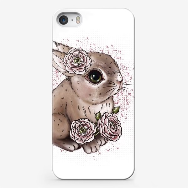 Чехол iPhone «Зайка с нежными цветами»