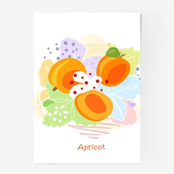 Постер «Абрикосы. Свежие фрукты. Минимальный стиль.»