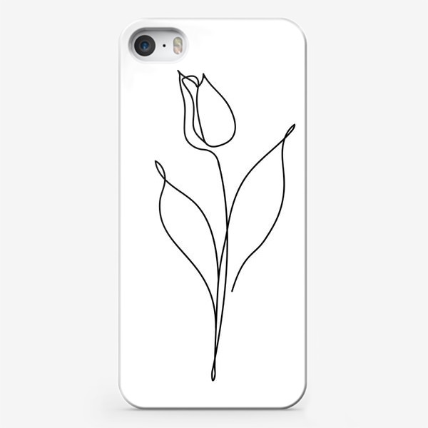 Чехол iPhone «Тюльпан. Цветок  в стиле Line art.»