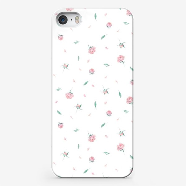 Чехол iPhone «Паттерн с маленькими пионами цветочный принт »