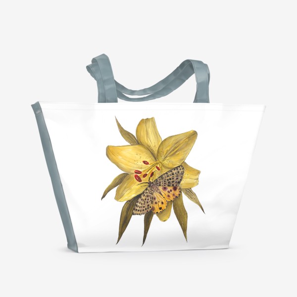 Пляжная сумка «Лилия и бабочка»