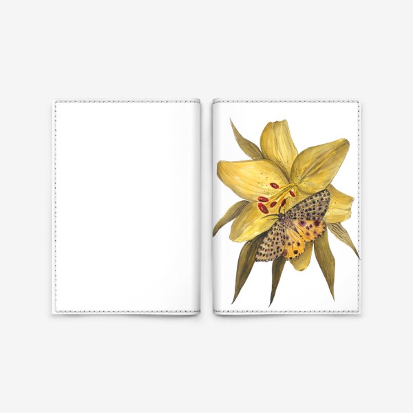 Обложка для паспорта «Лилия и бабочка»