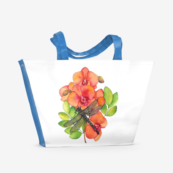 Пляжная сумка &laquo;Орхидея и стрекоза&raquo;